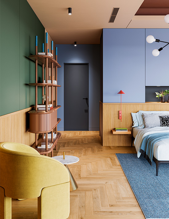 Schlafzimmer mit Designfolien